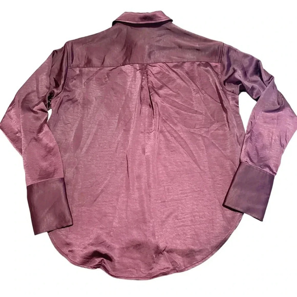 NWT Good American Washed Satin Weekend Shirt Malbec003 Size XXS/XS - Picture 6 of 16